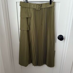 Anthropologie Asymmetrical Olive Skirt